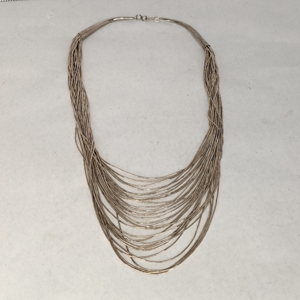 Multi Stand Liquid Silver Necklace - image 2